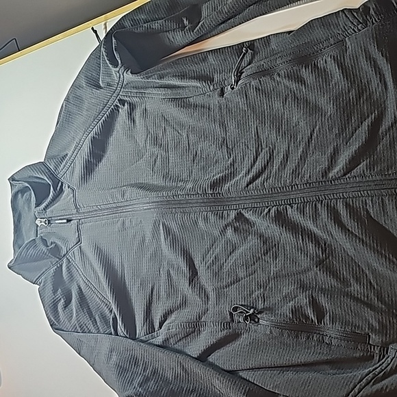 Women's the North face large jacket long sleeve blackish/grey zippered pockets - Picture 1 of 10